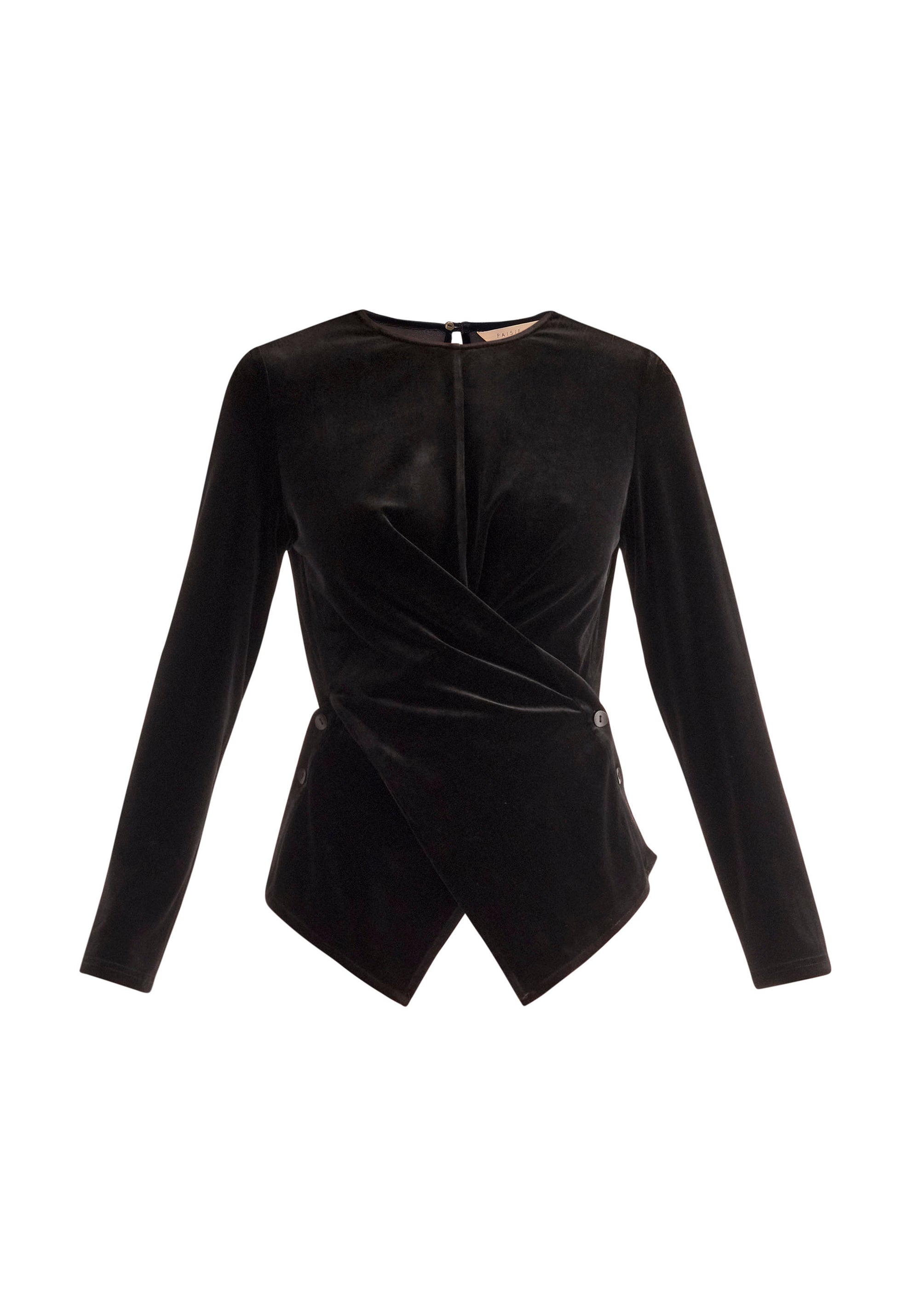 Paisie Draped Velvet Top in Black Cut Out