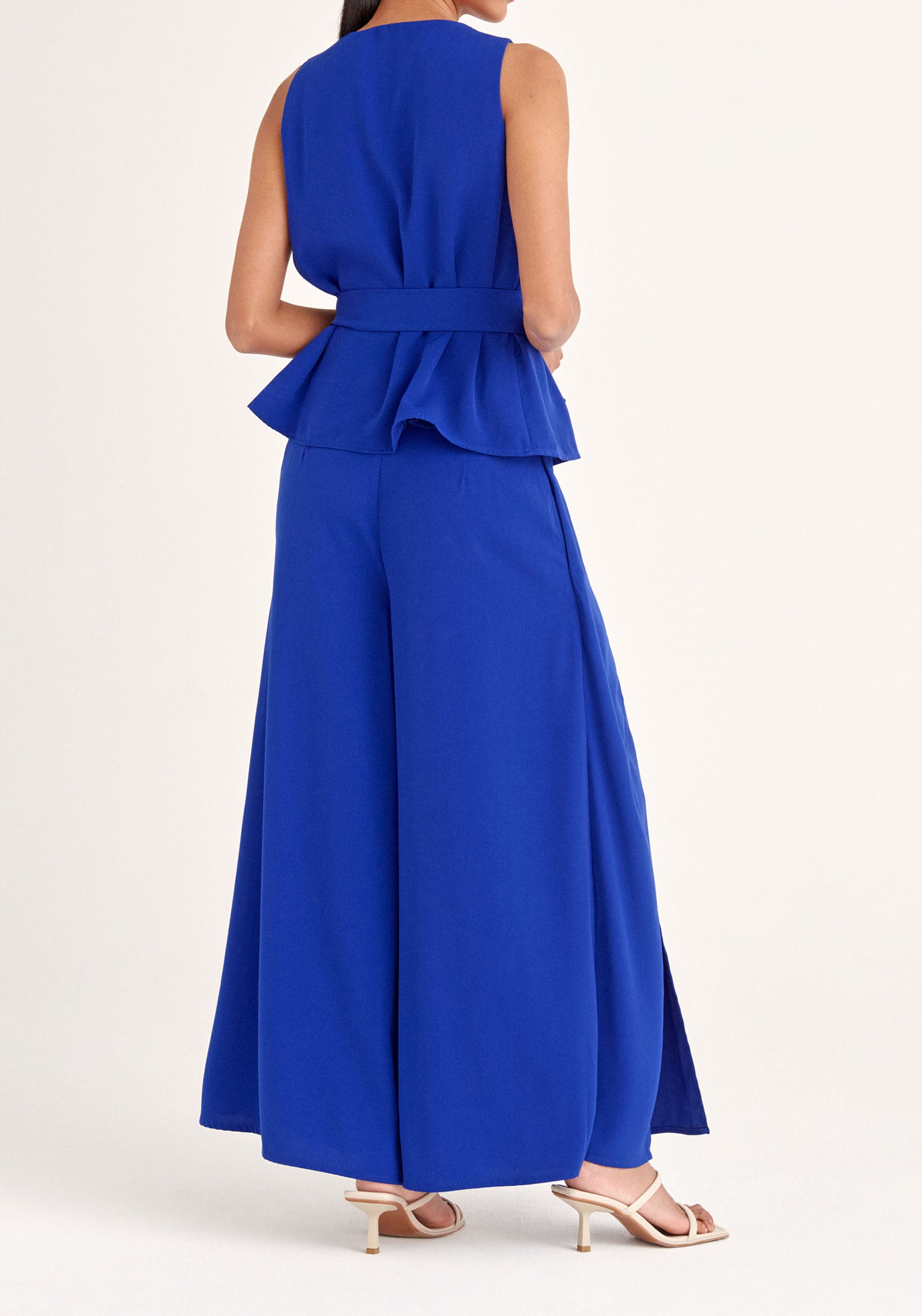 Paisie Layered Wide Leg Trousers in Royal Blue Back