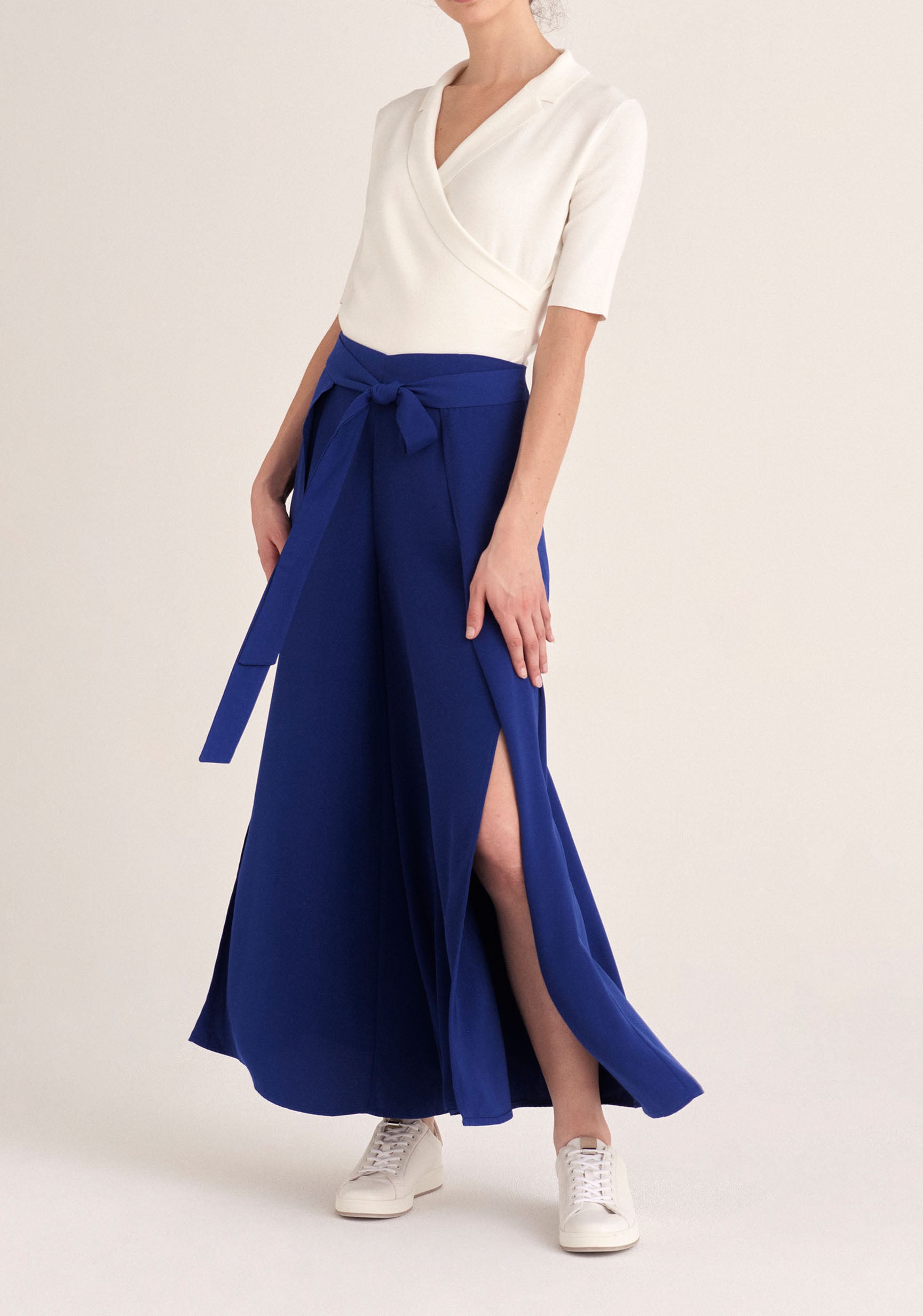 Paisie Layered Wide Leg Trousers in Royal Blue