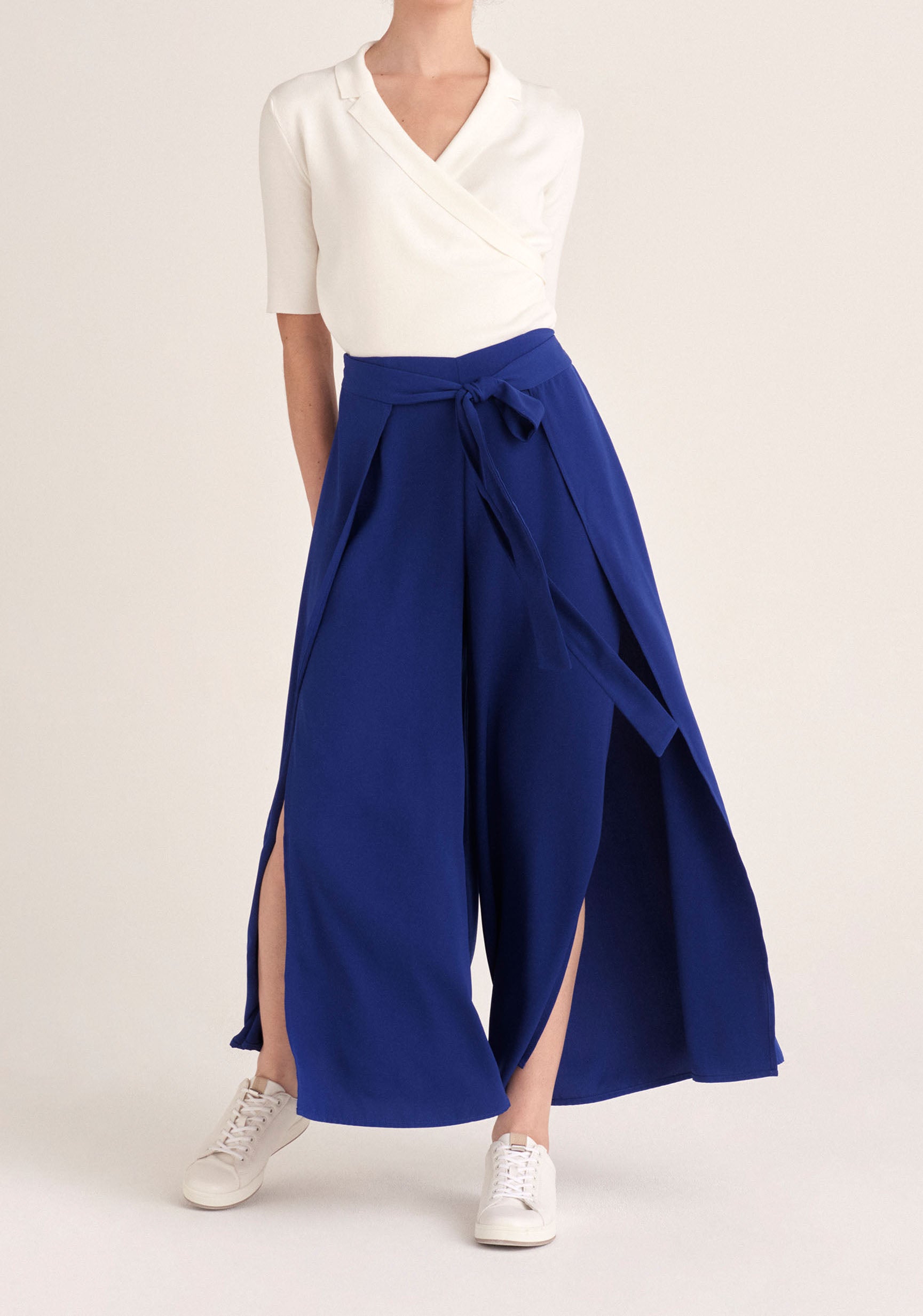 Paisie Layered Wide Leg Trousers in Royal Blue