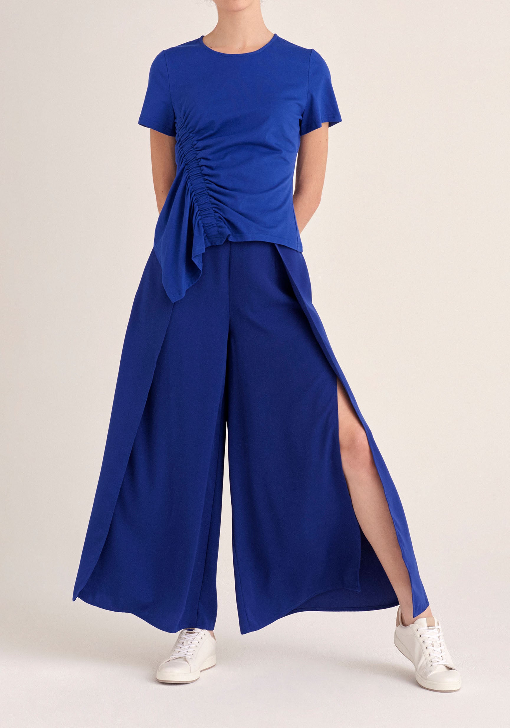 Paisie Layered Wide Leg Trousers in Royal Blue