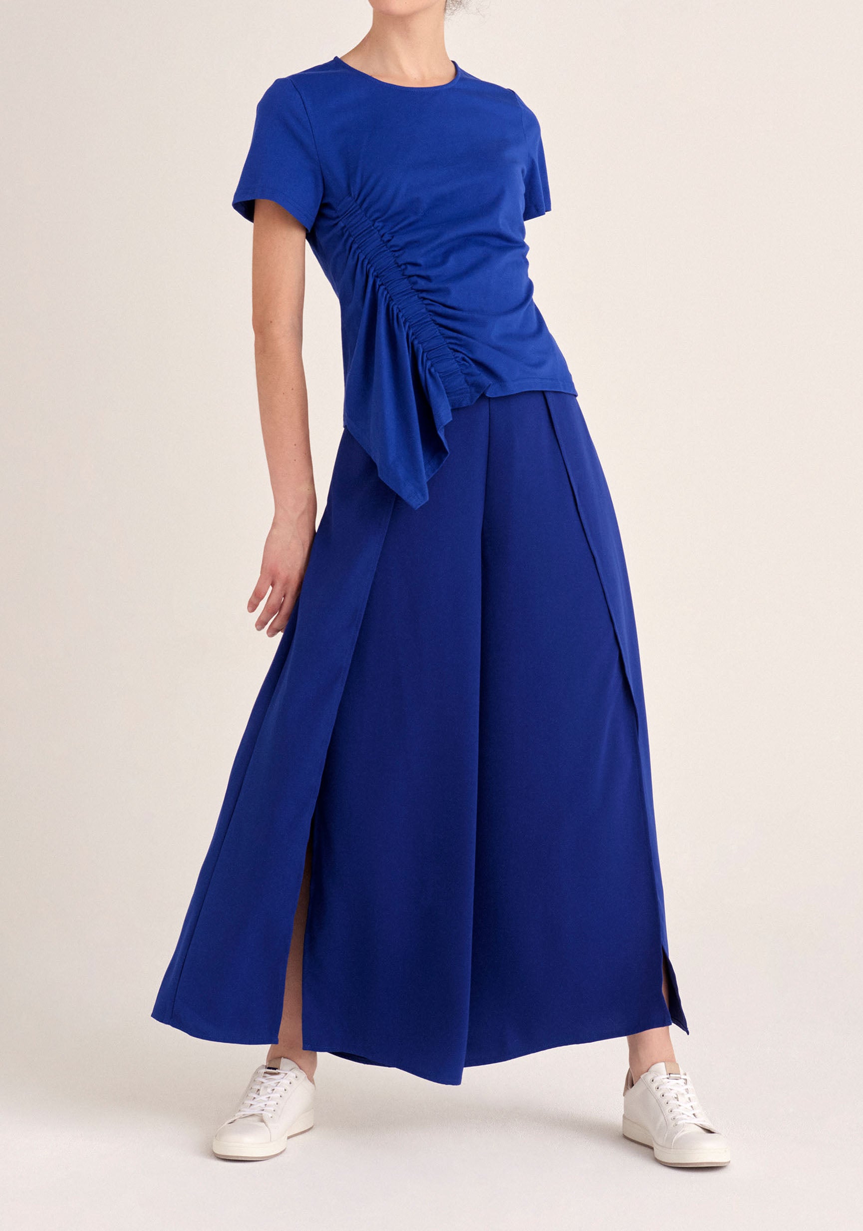 Paisie Layered Wide Leg Trousers in Royal Blue