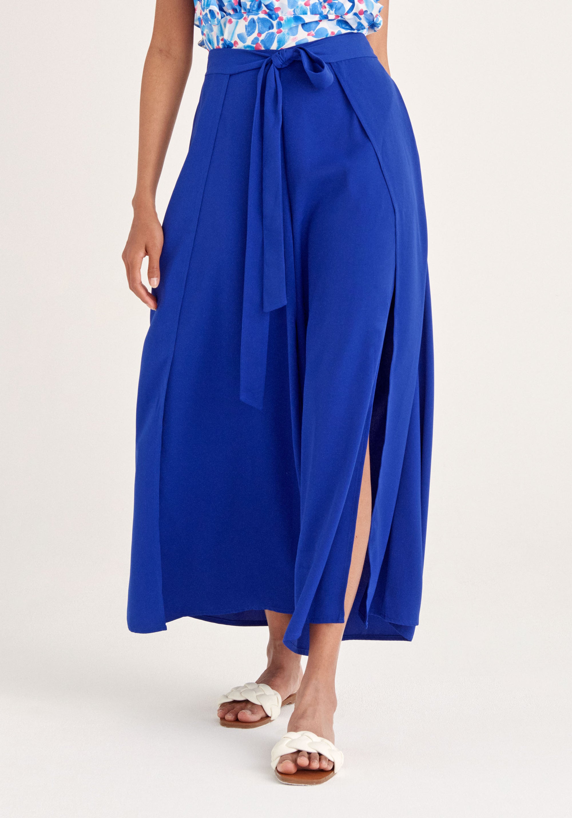 Paisie Layered Wide Leg Trousers in Royal Blue