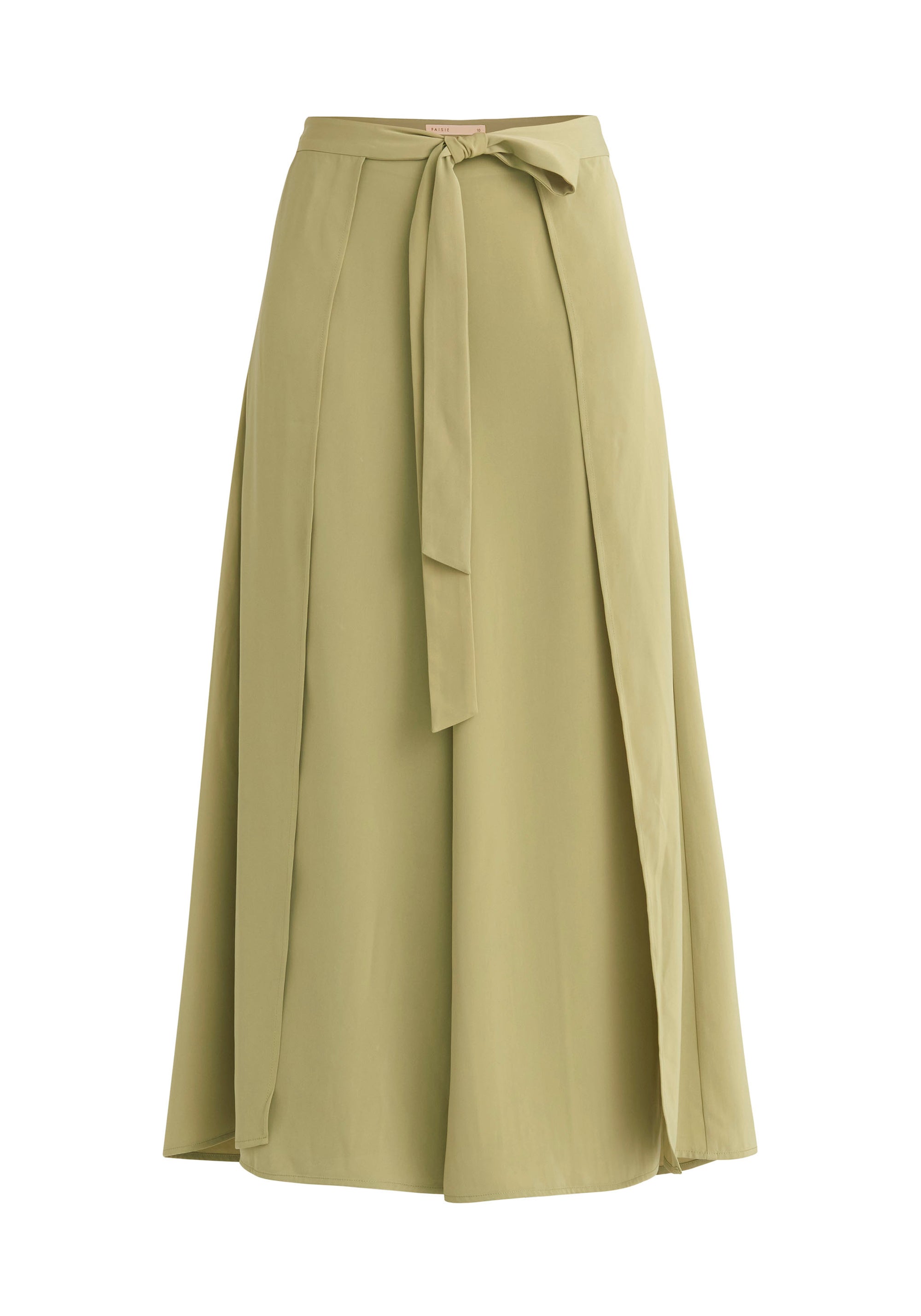 Paisie Layered Wide Leg Trousers in Light Green Cut Out