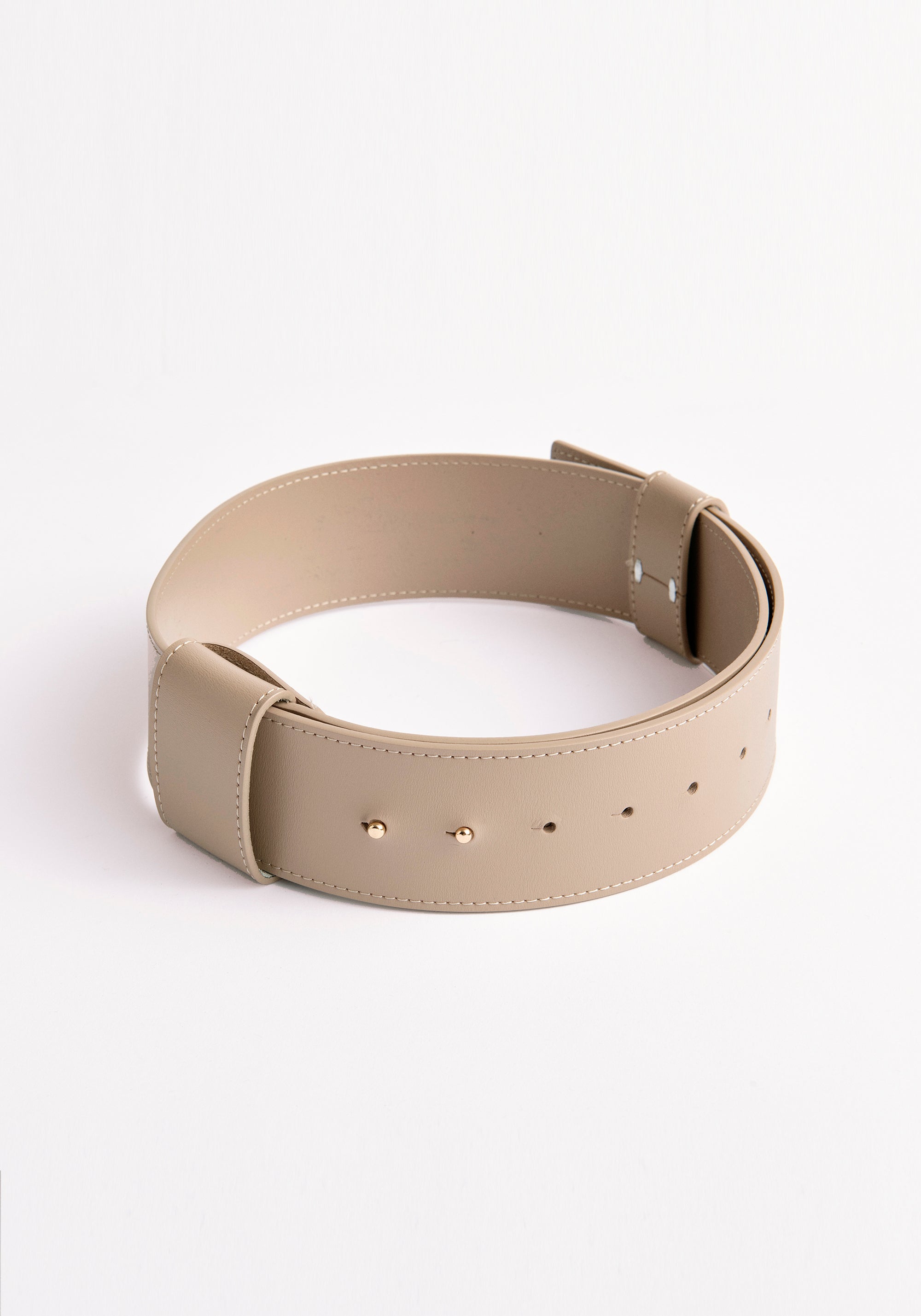 Paisie Wide Leather Belt in Cream