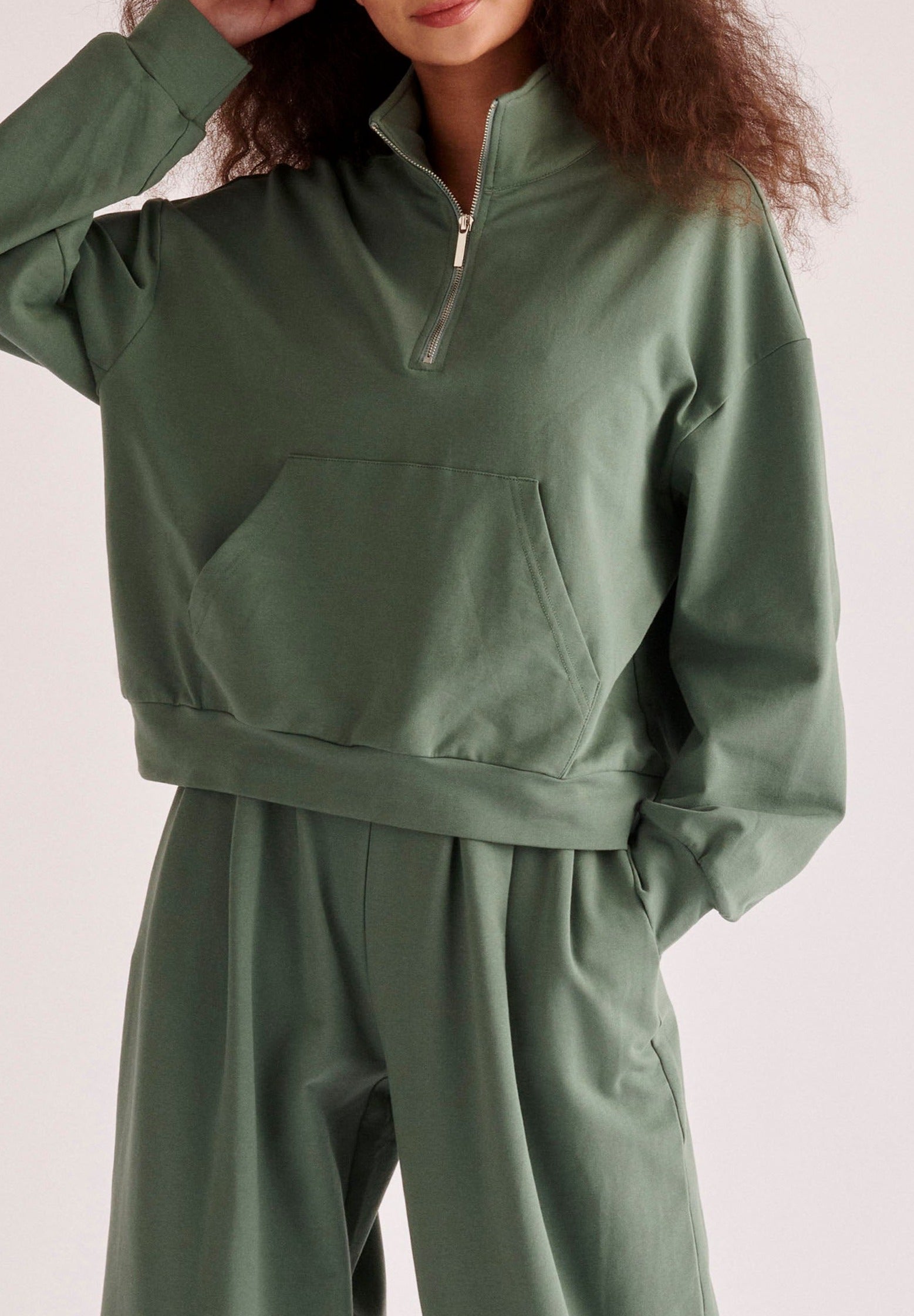 High Neck Zip Sweatshirt