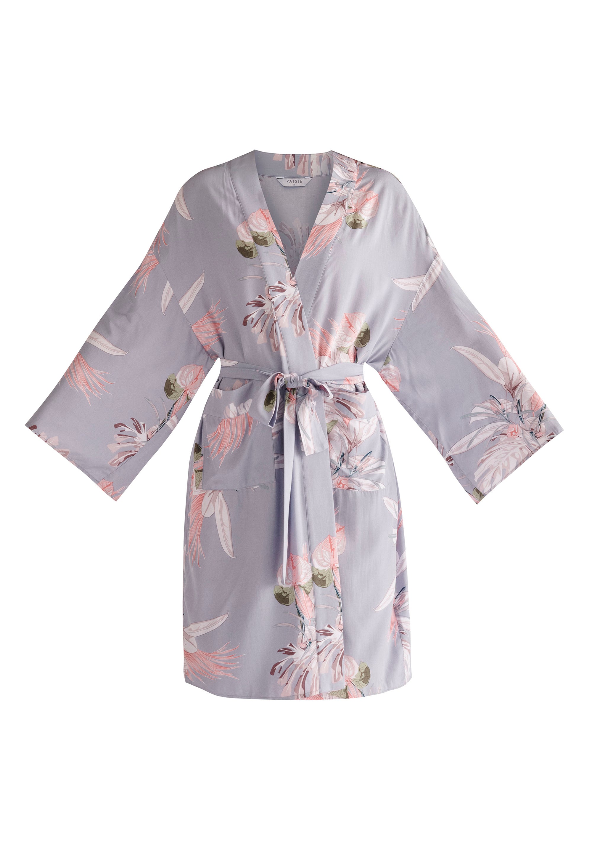 Paisie Floral Kimono Robe in Light Blue Cut Out