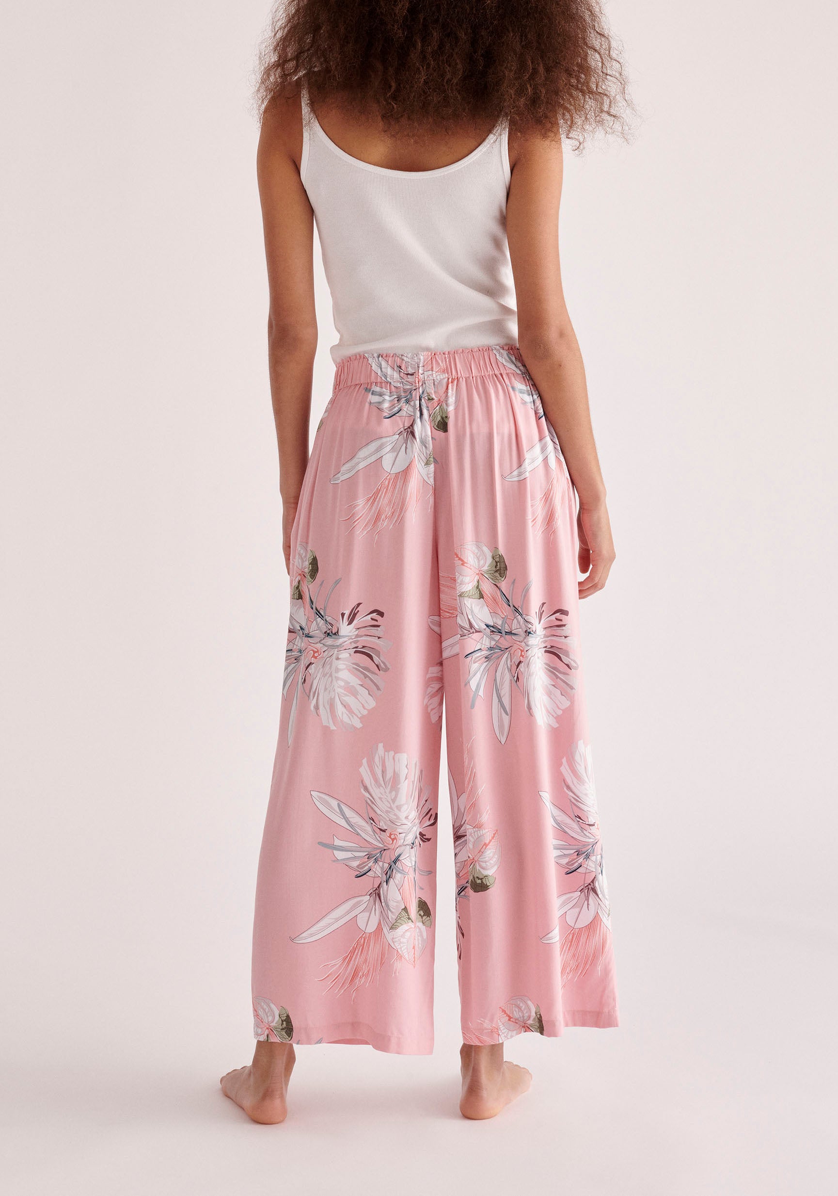 Paisie Floral Pyjama Trousers in Pink Back