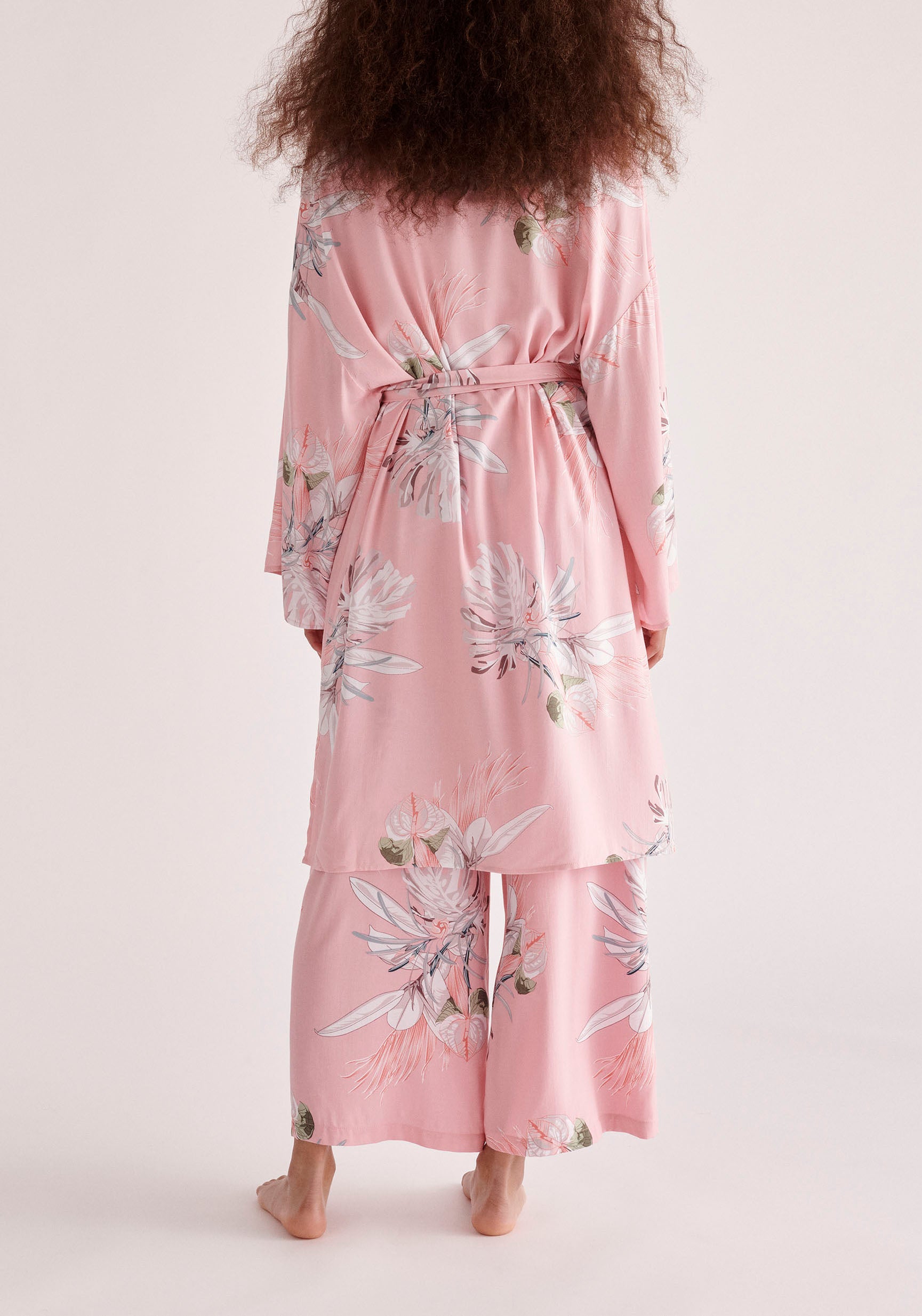 Paisie Floral Pyjama Trousers in Pink Back