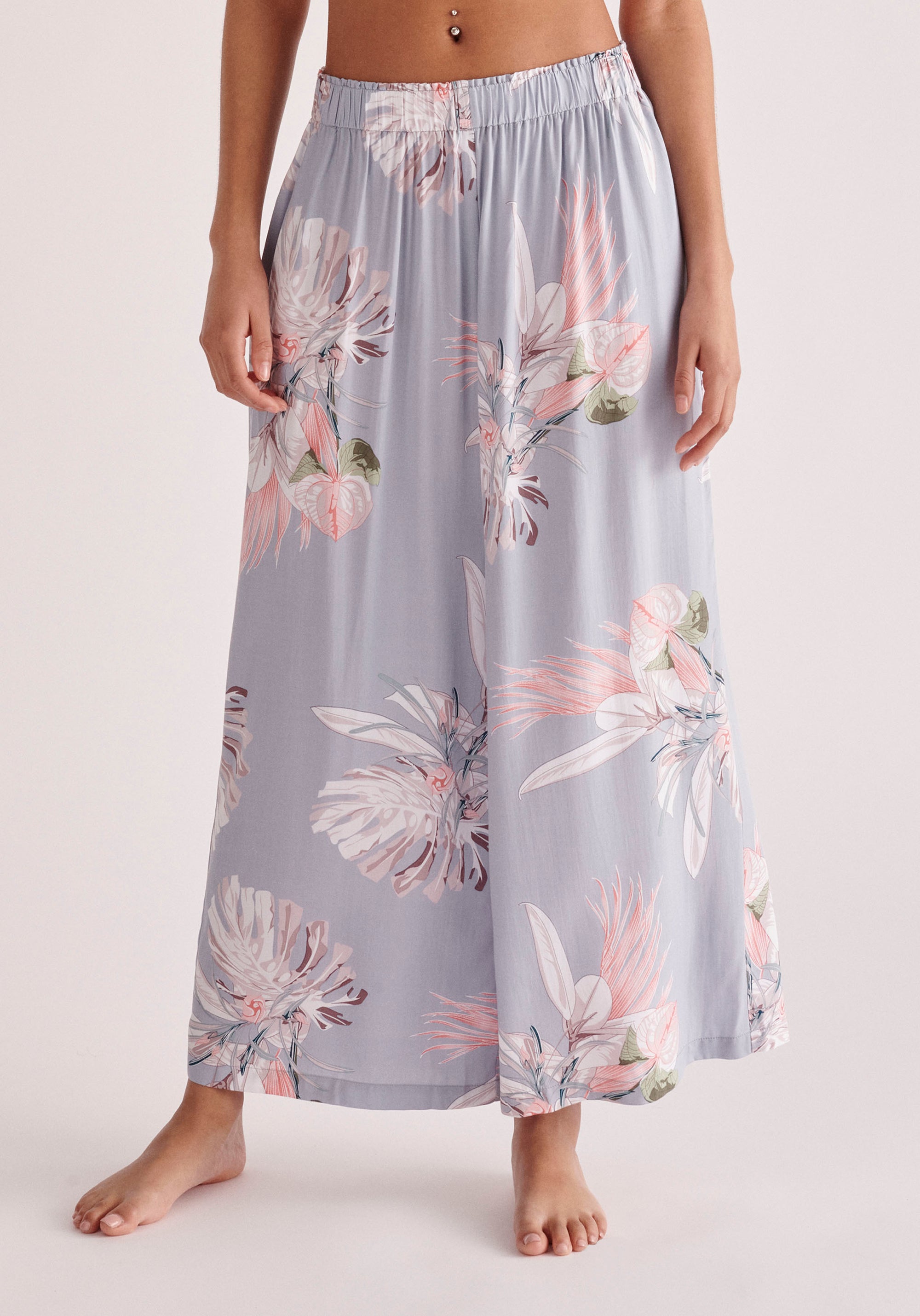 Paisie Floral Pyjama Trousers in Light Blue