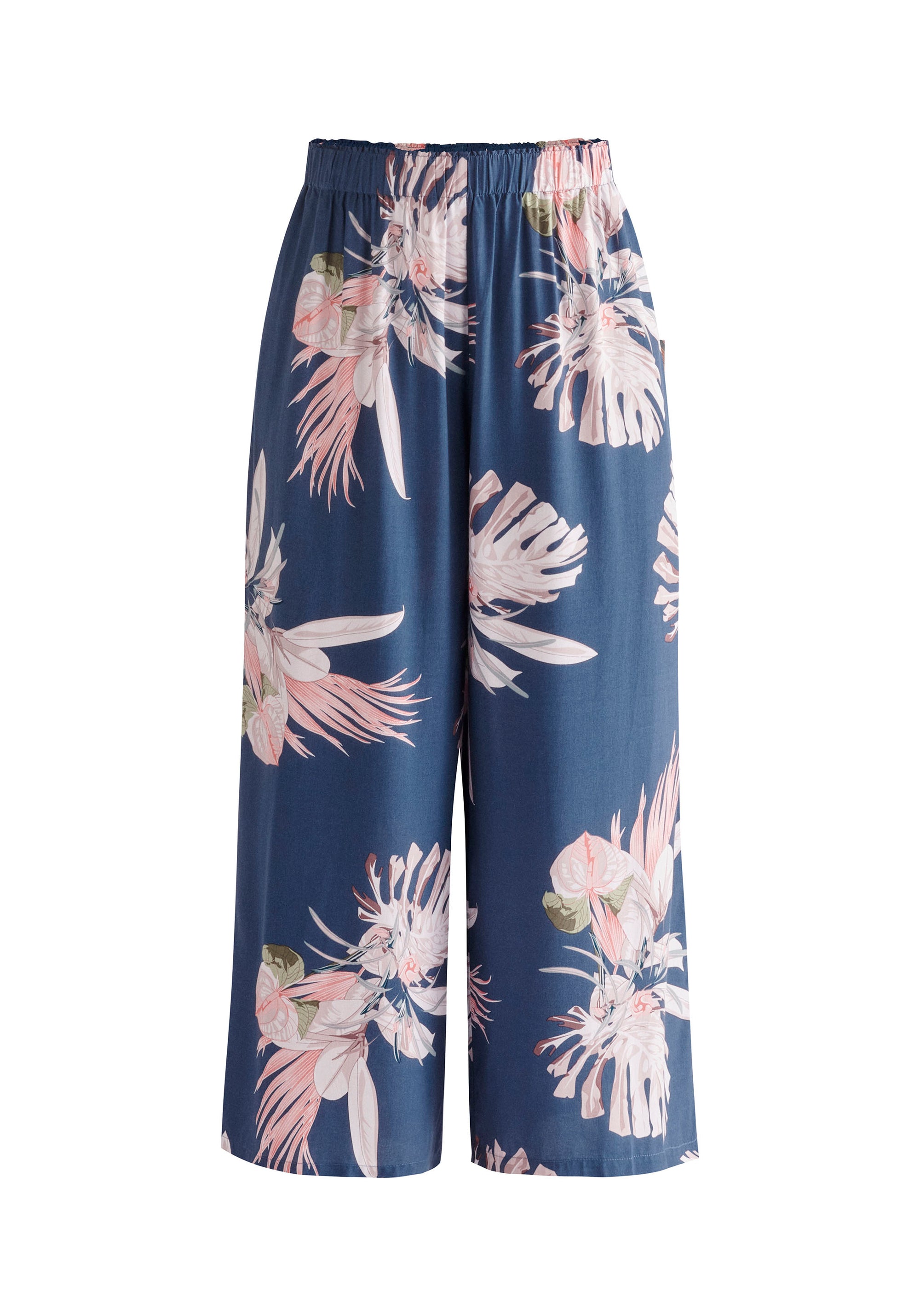 Paisie Floral Pyjama Trousers in Dark Blue Cut Out