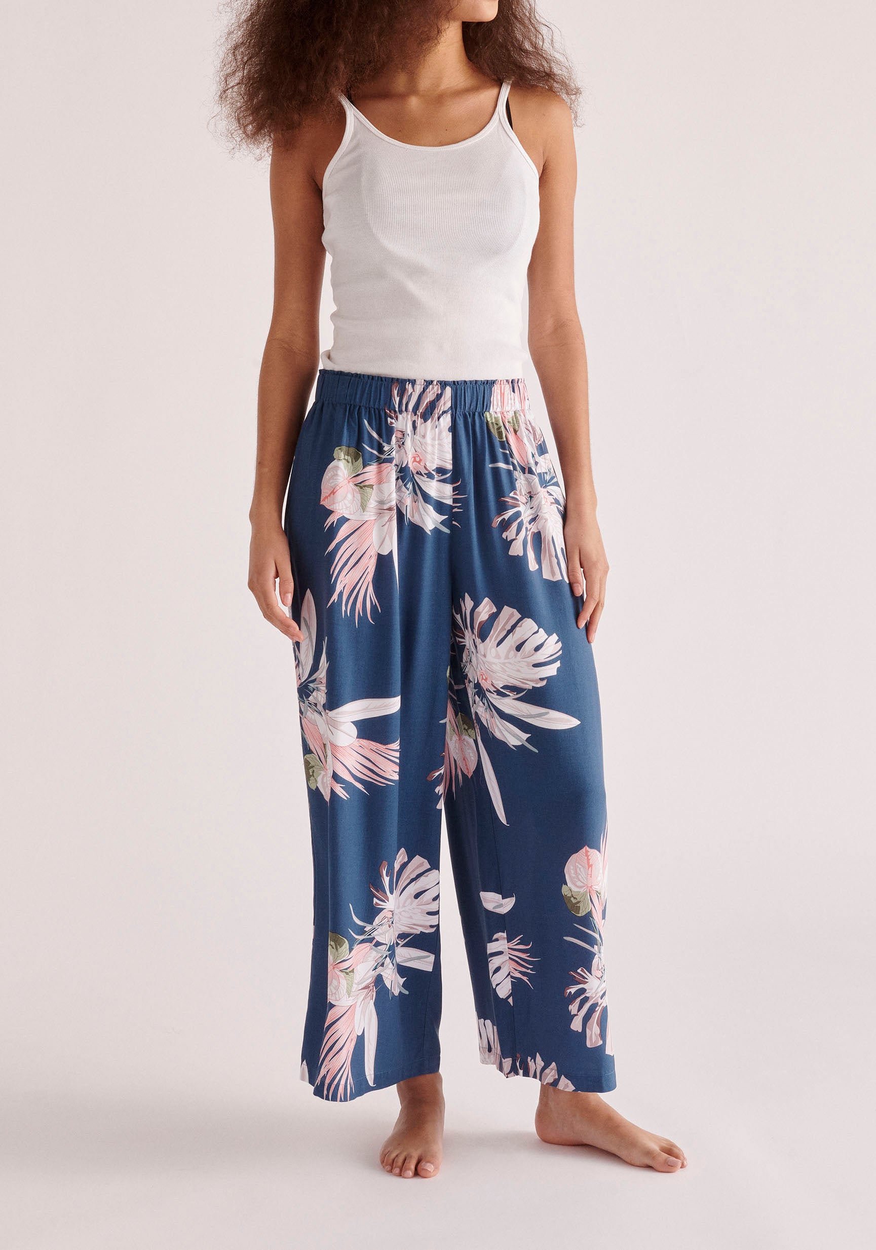 Paisie Floral Pyjama Trousers in Dark Blue