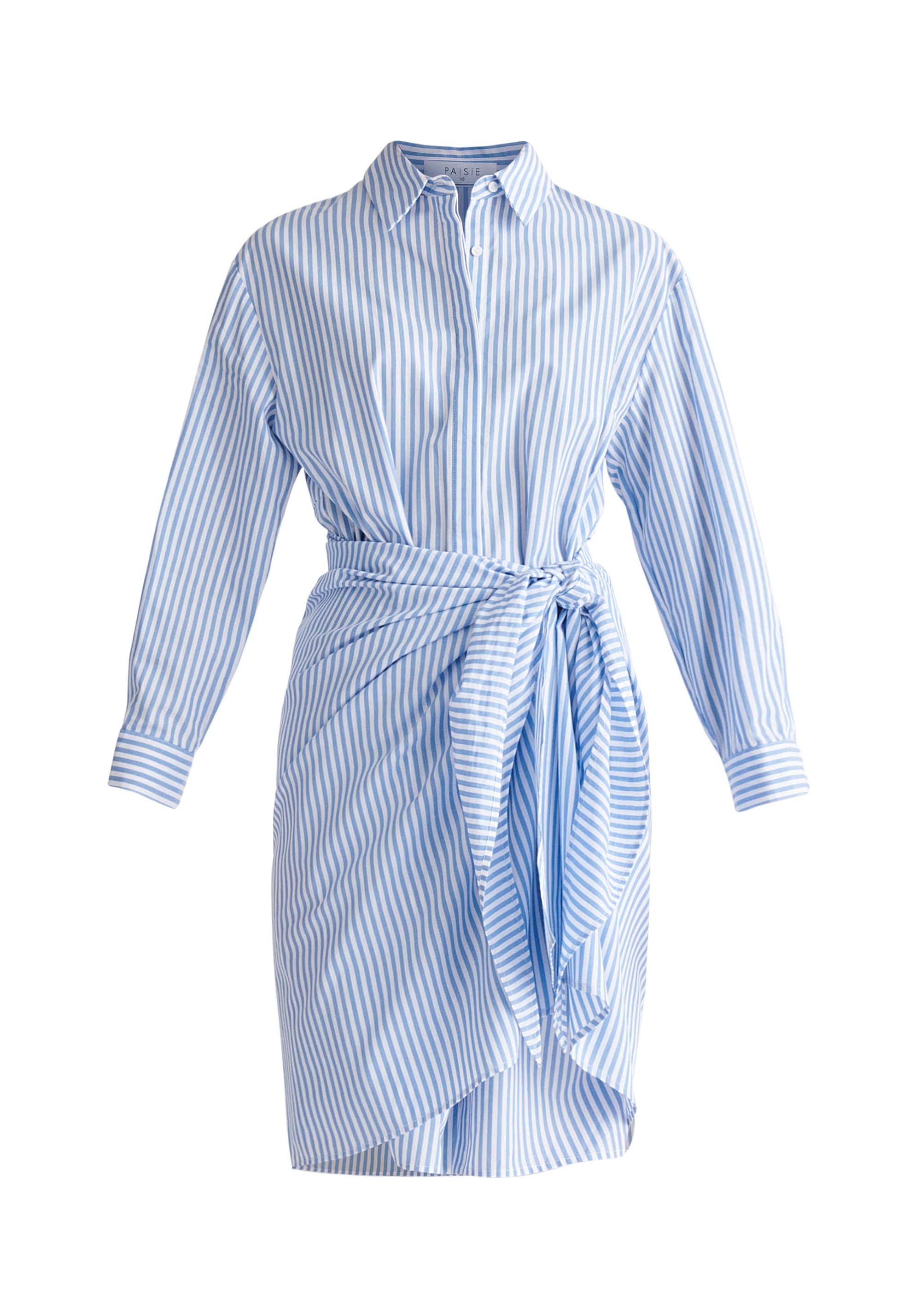 Paisie Striped Waist Tie Shirt Dress Cut Out