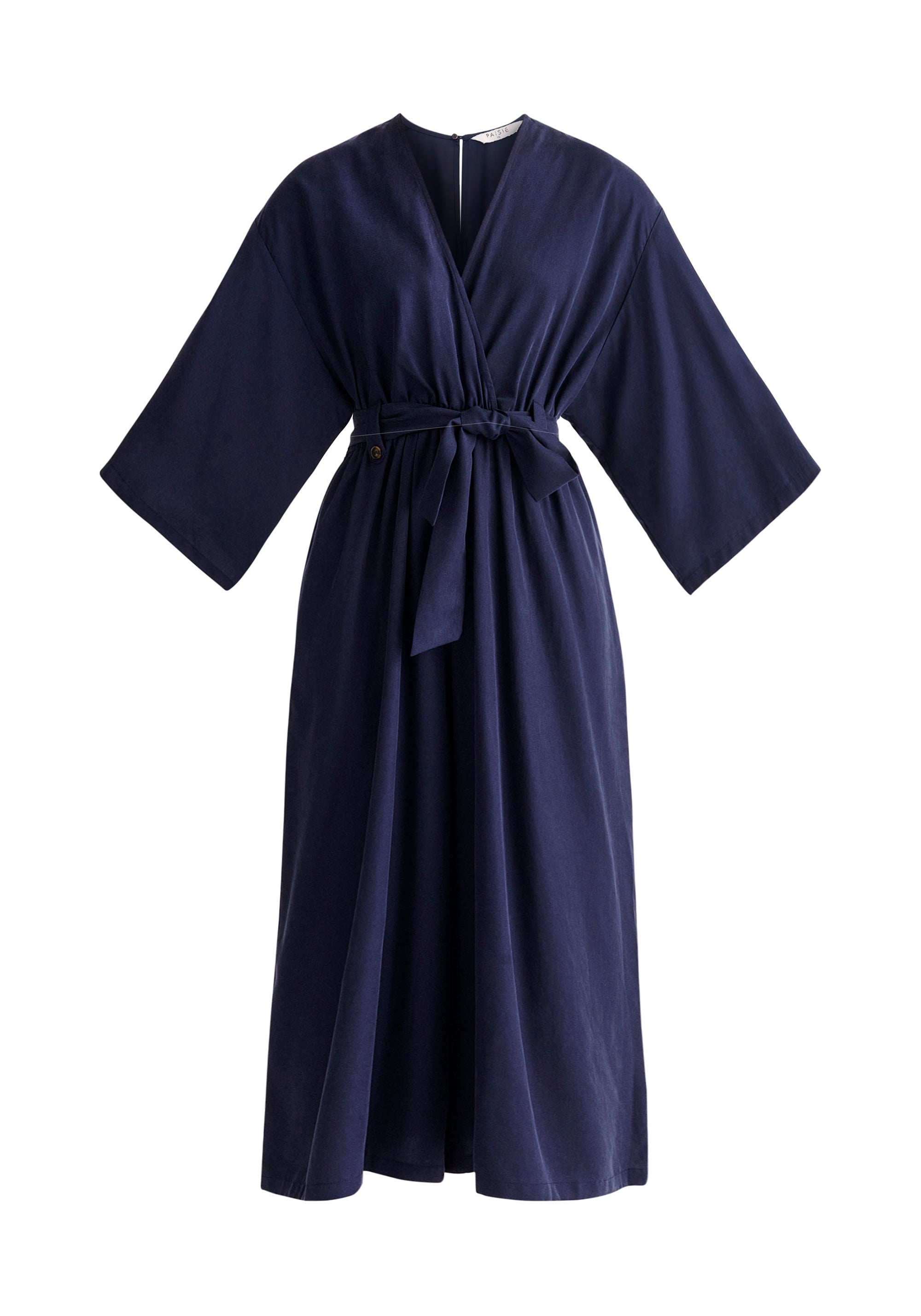 Paisie Tencel Kimono Jumpsuit in Navy Cut Out