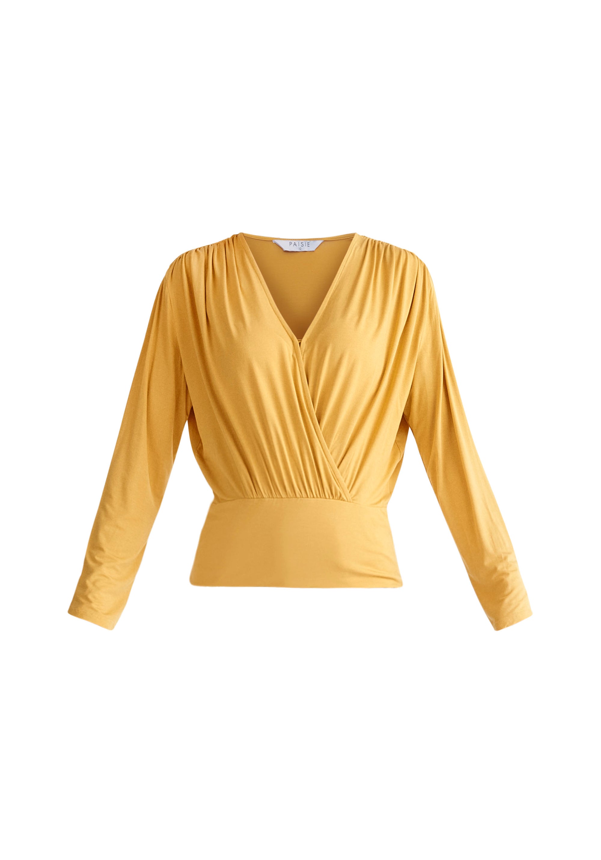 Paisie Draped Wrap Jersey Top in Yellow Cut Out