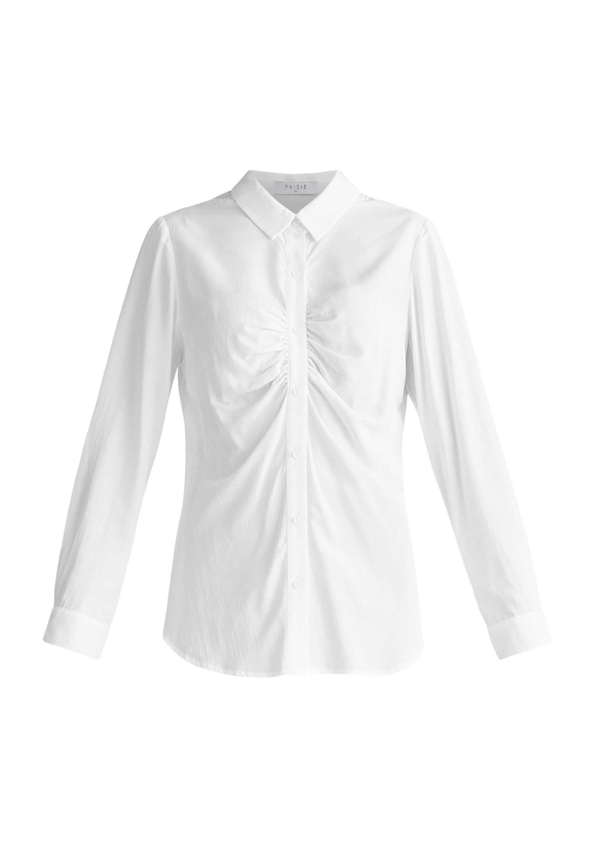 Paisie Gathered Front Shirt in White Cut Out