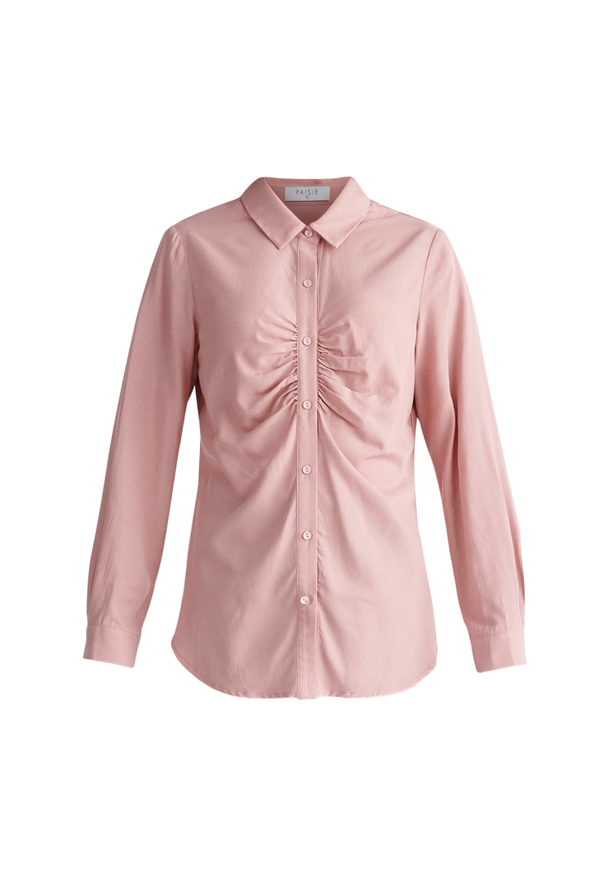 Paisie Gathered Front Shirt in Pink Cut Out