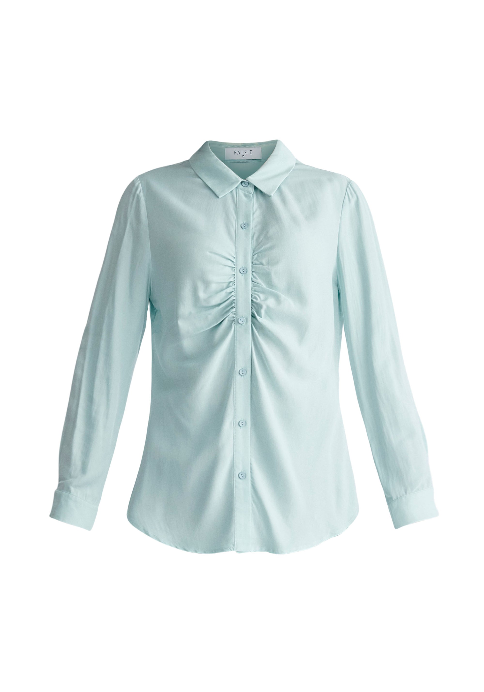 Paisie Gathered Front Shirt in Teal Cut Out