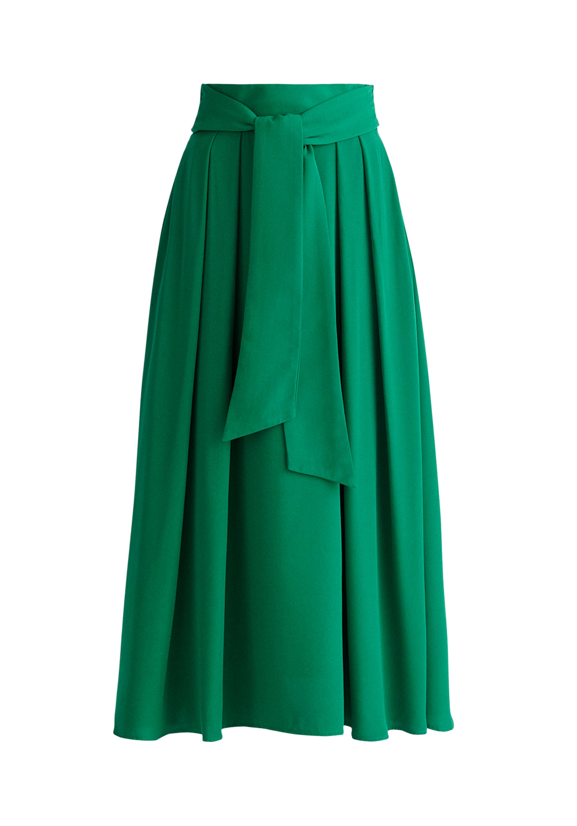 Paisie Maxi Tie Skirt in Green Cut Out