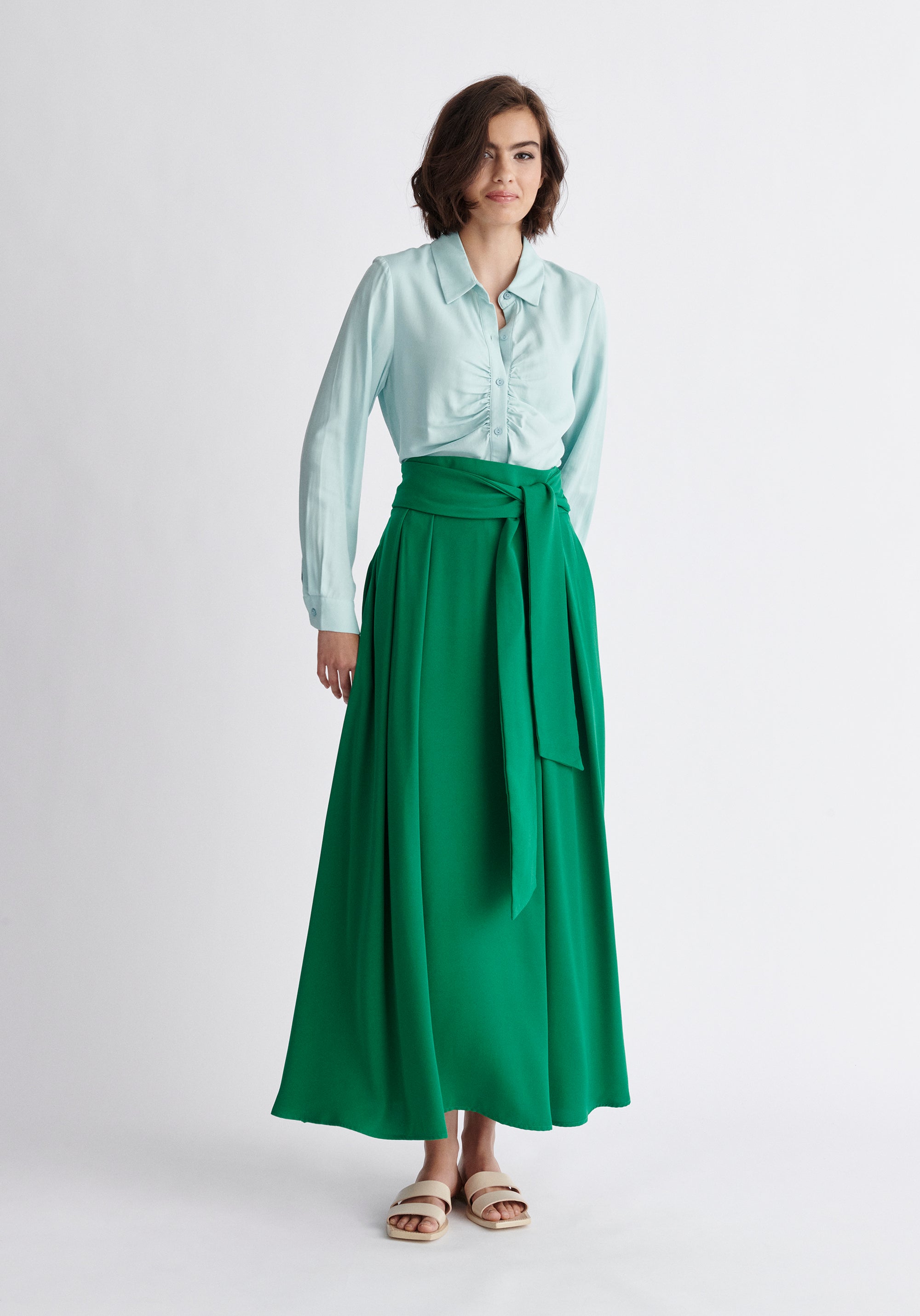 Paisie Maxi Tie Skirt in Green