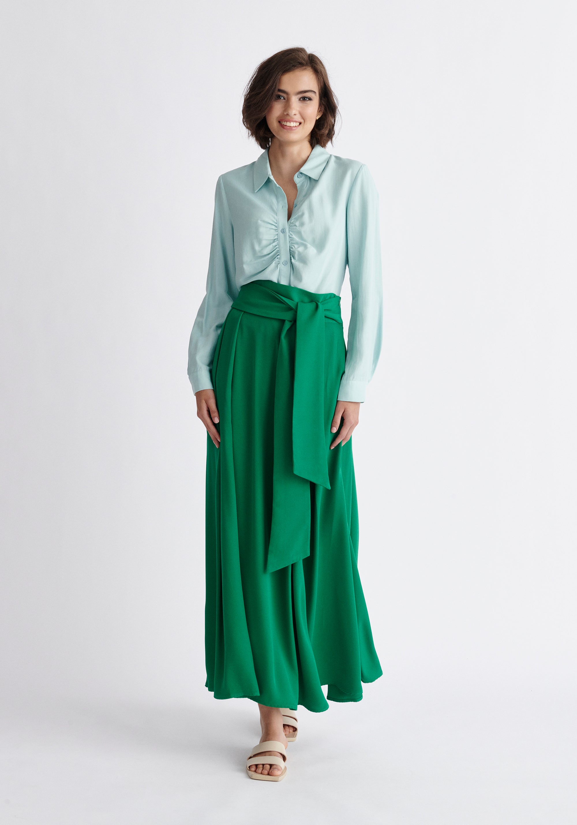 Paisie Maxi Tie Skirt in Green