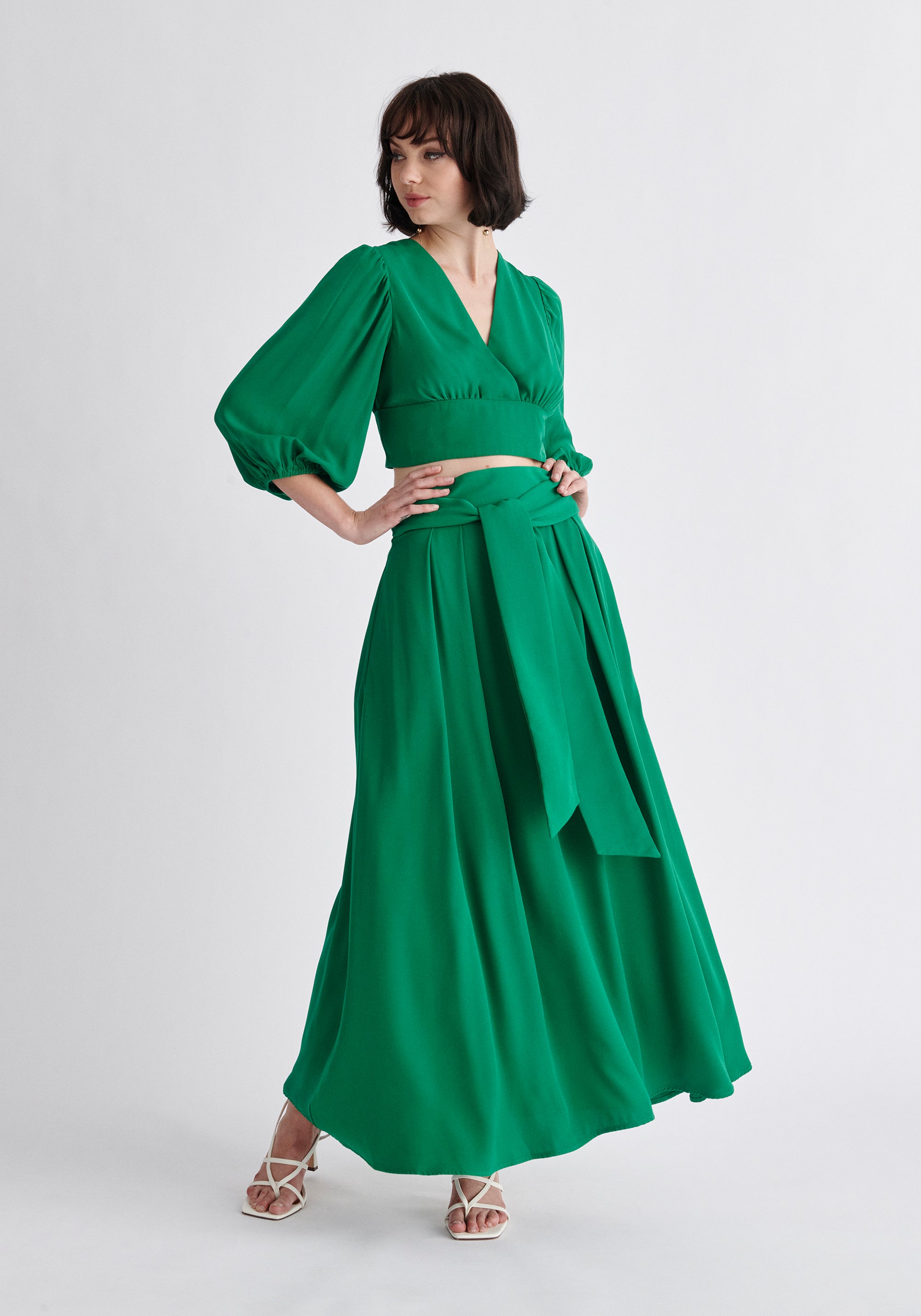 Paisie Maxi Tie Skirt in Green