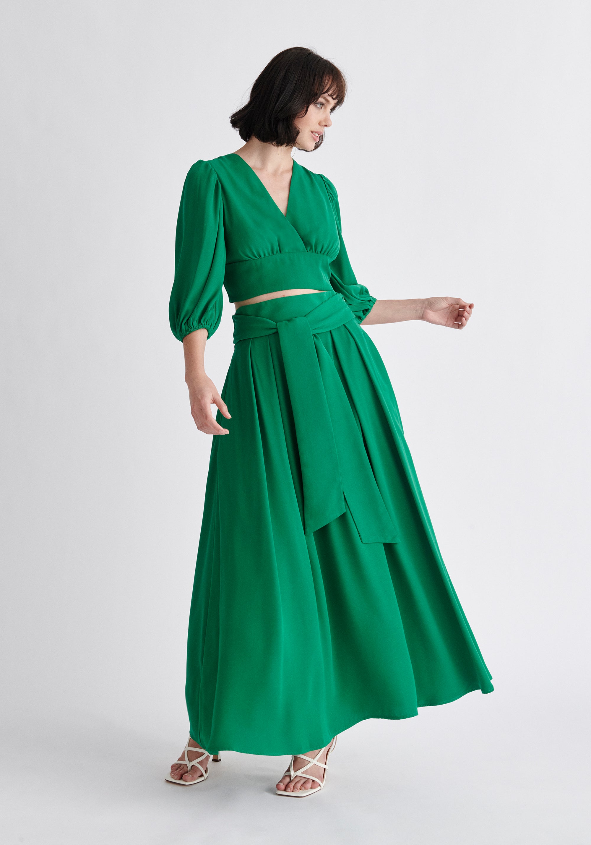 Paisie Maxi Tie Skirt in Green