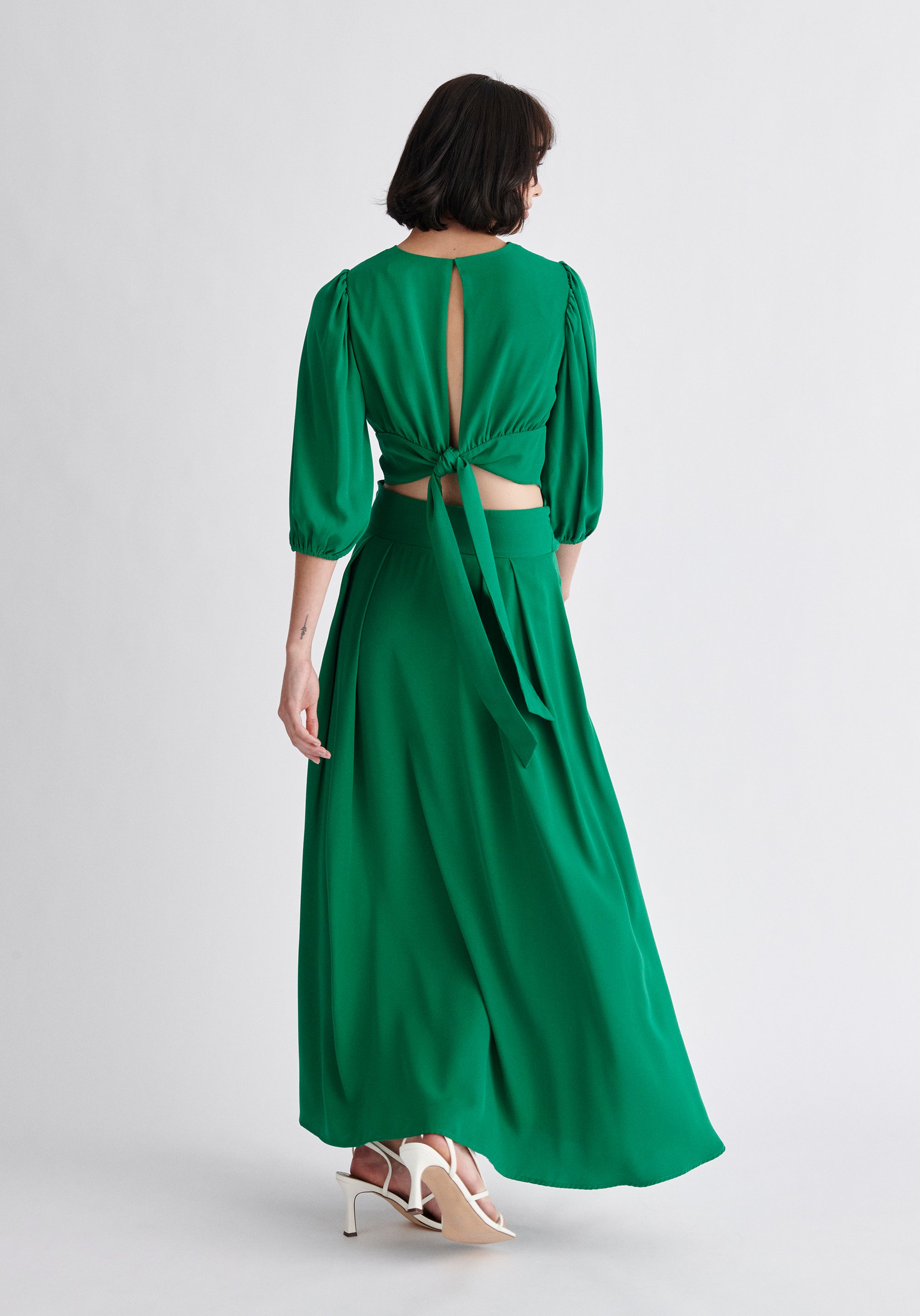 Paisie Maxi Tie Skirt in Green Back