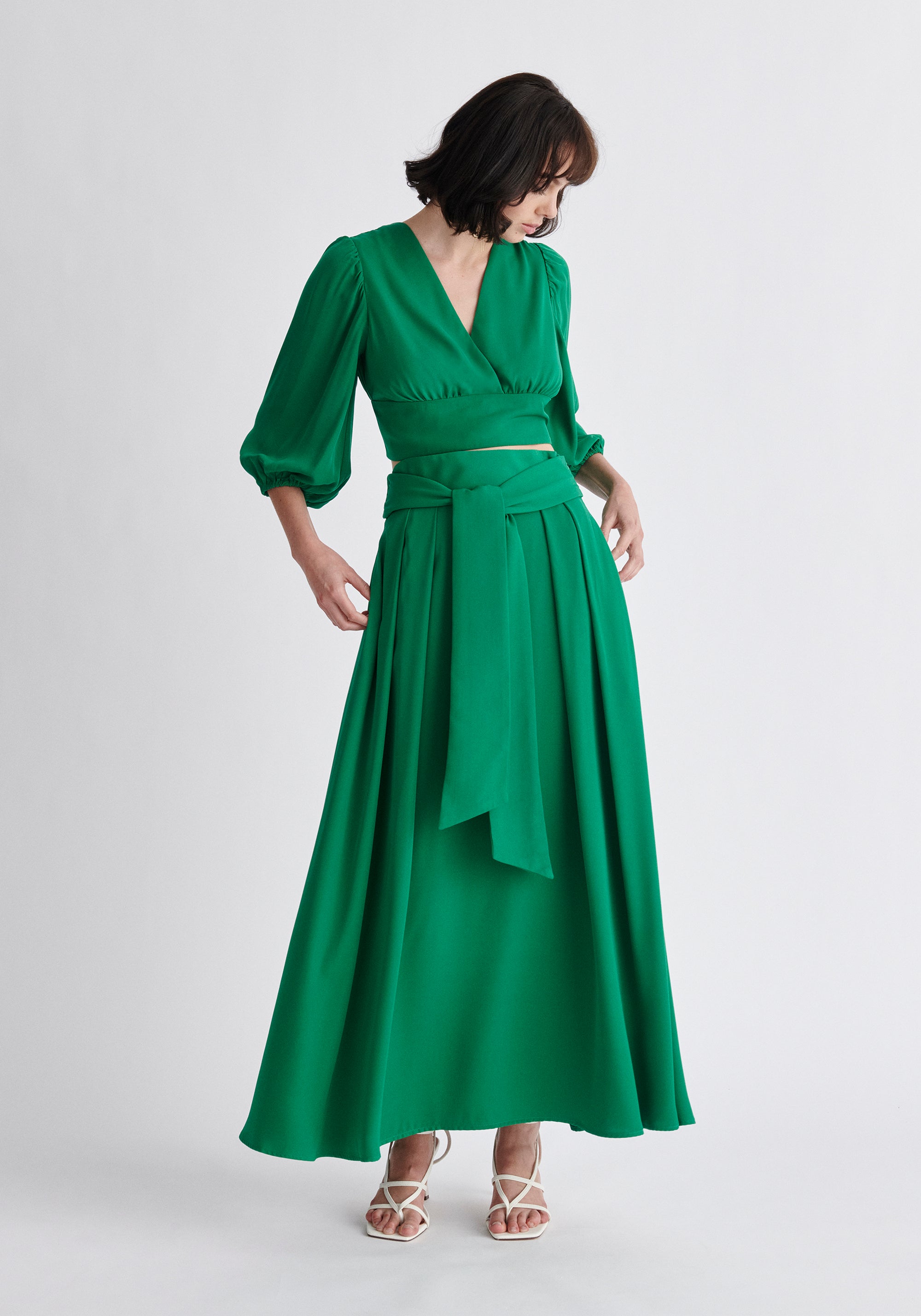 Paisie Maxi Tie Skirt in Green