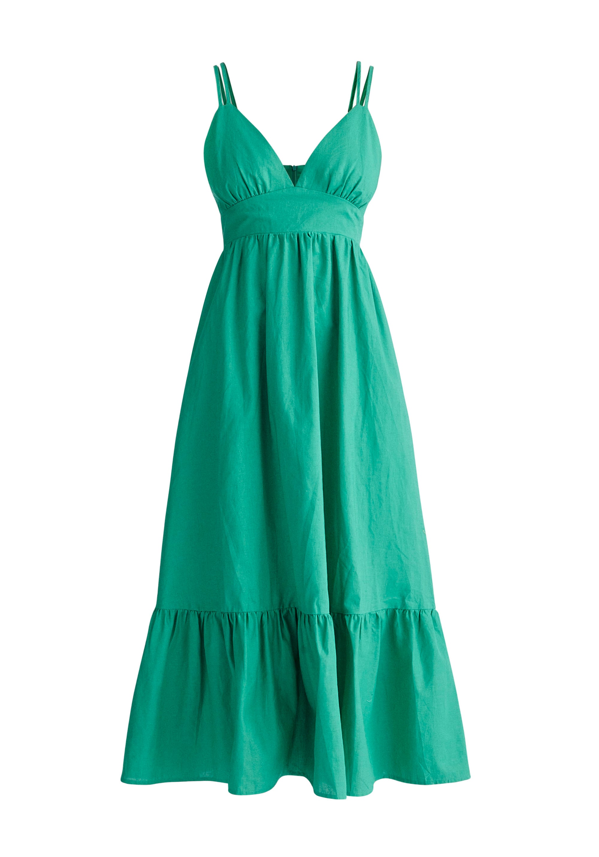 Paisie Linen Blend Midaxi Dress in Green Cut Out