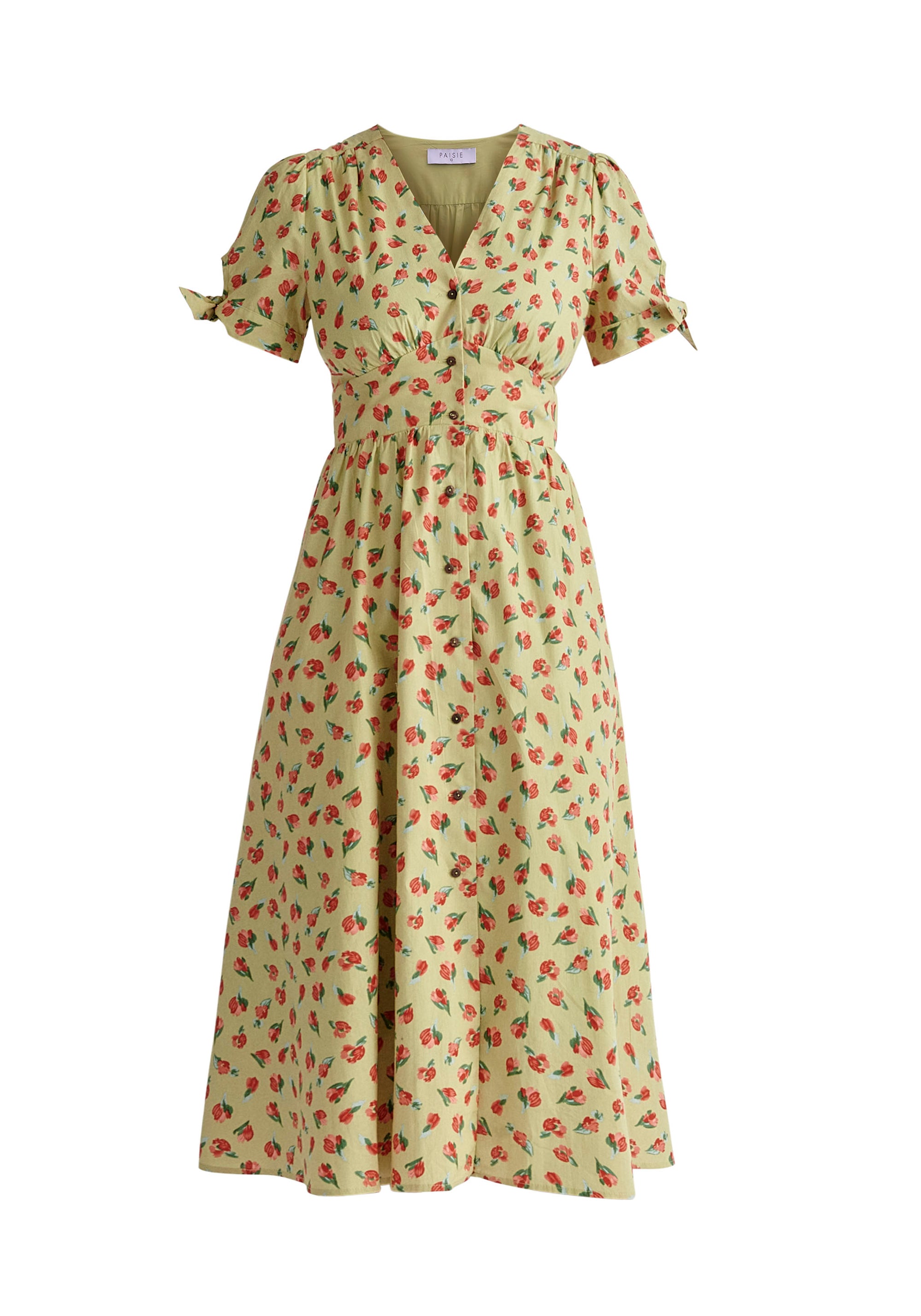 Paisie Floral Sleeve Tie Cotton Dress Cut Out