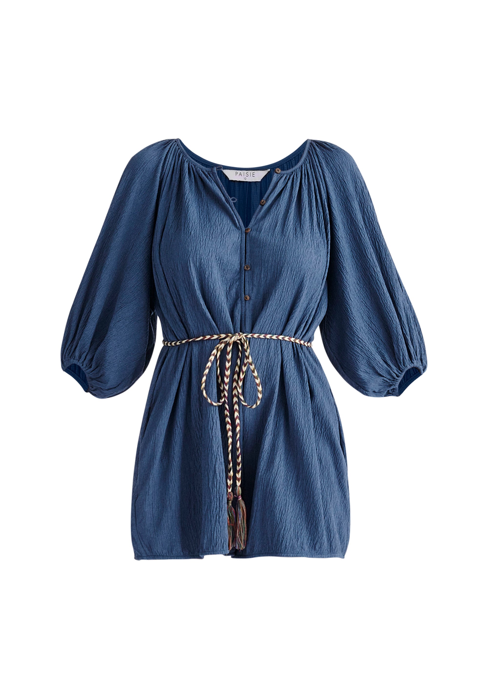 Paisie Balloon Sleeve Playsuit in Blue Cut Out