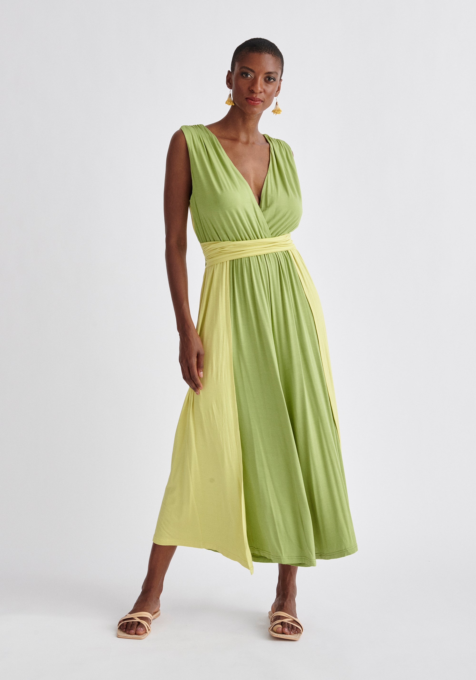 Paisie Cross Back Jersey Jumpsuit in Green