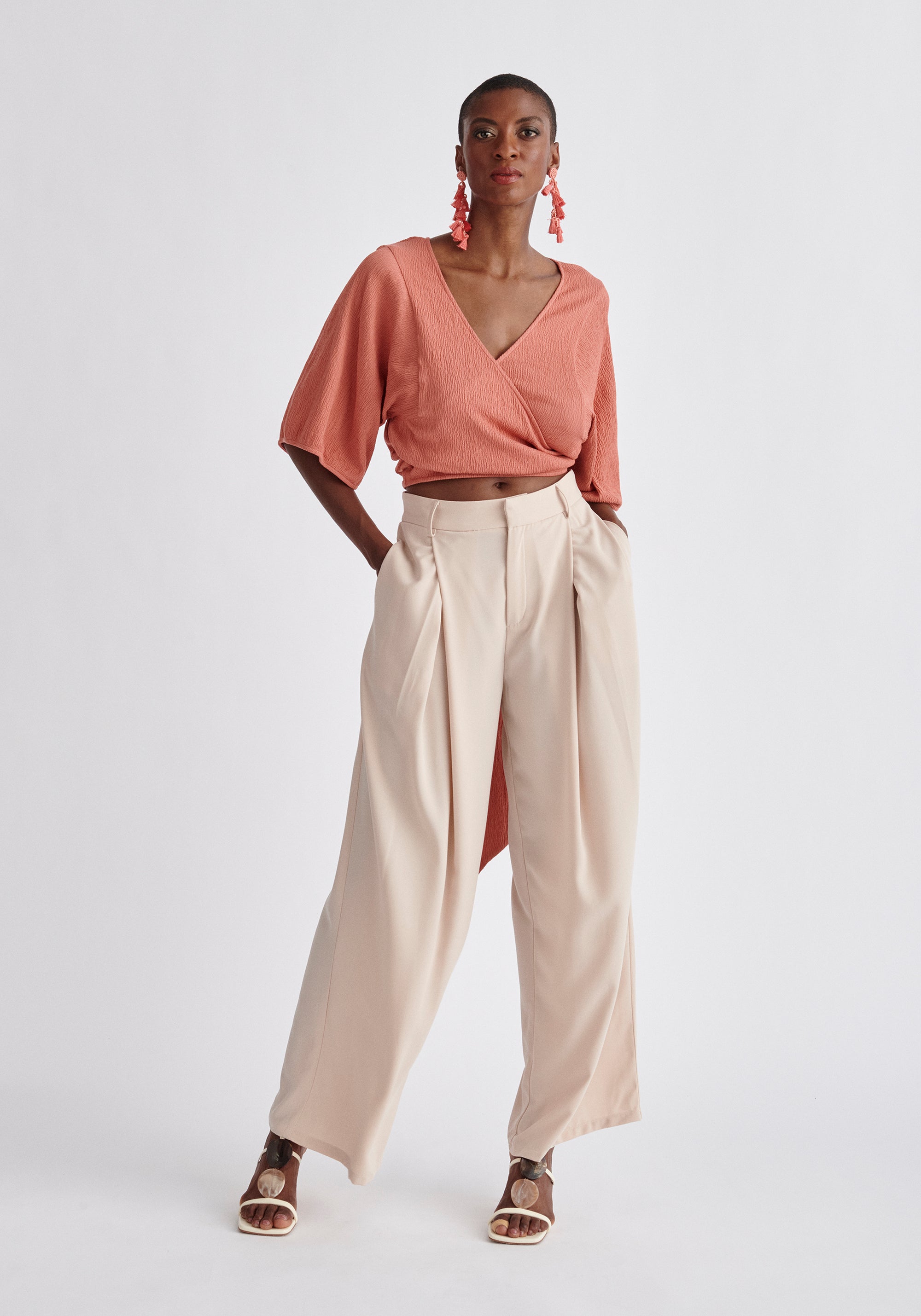 Paisie Two-Way Kimono Wrap Top in Pink