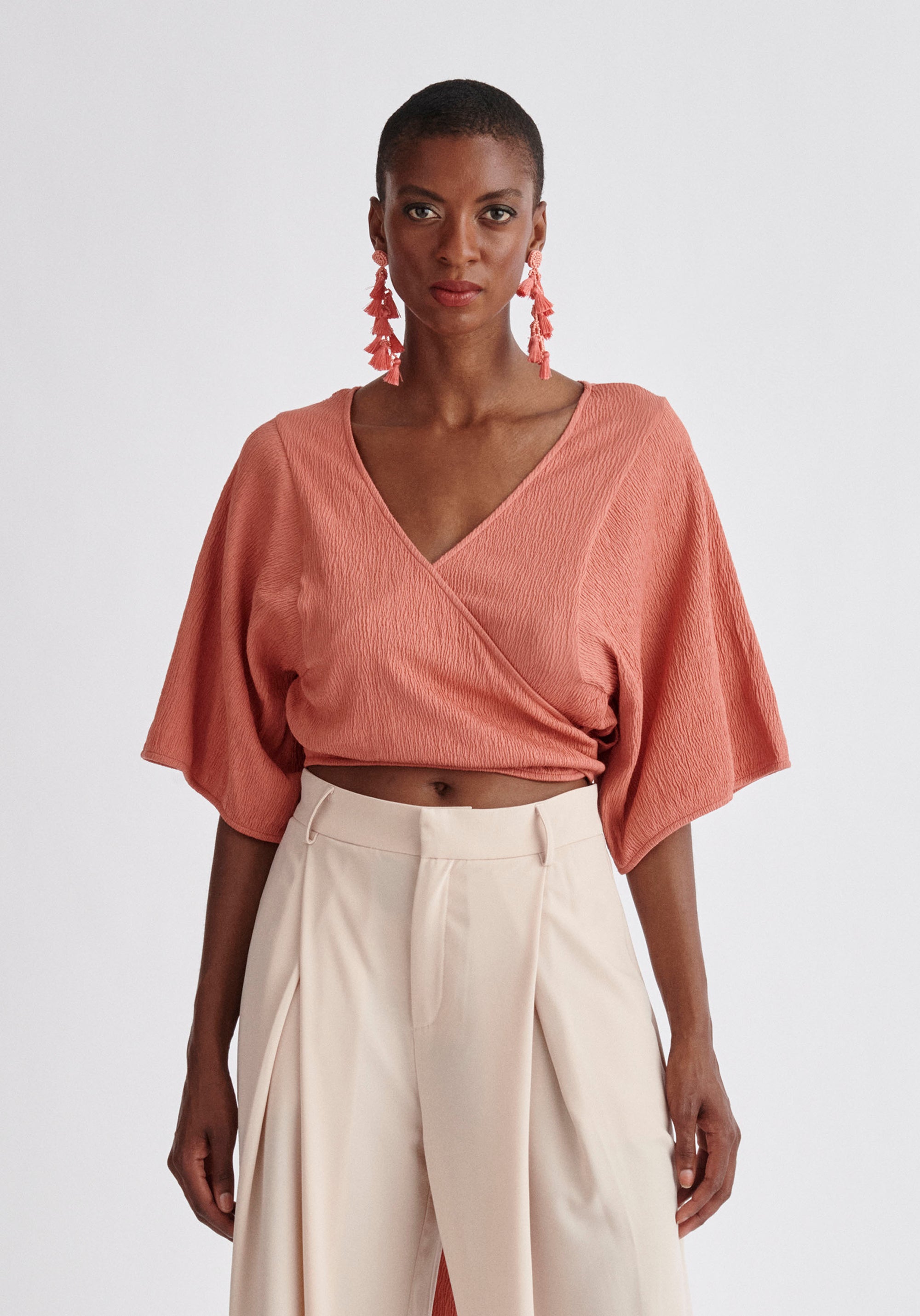 Paisie Two-Way Kimono Wrap Top in Pink