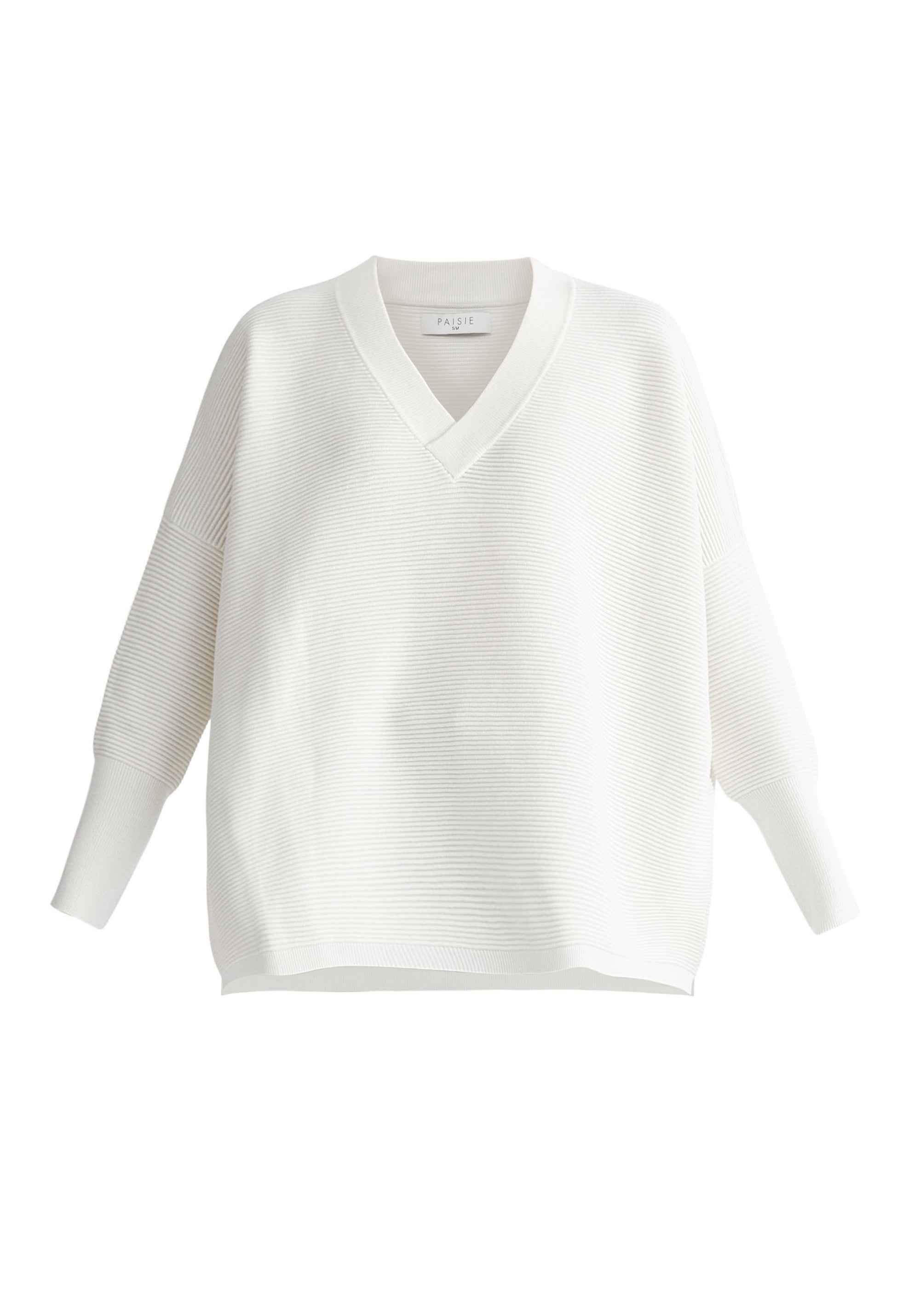 Paisie V-Neck Ribbed Jumper in White